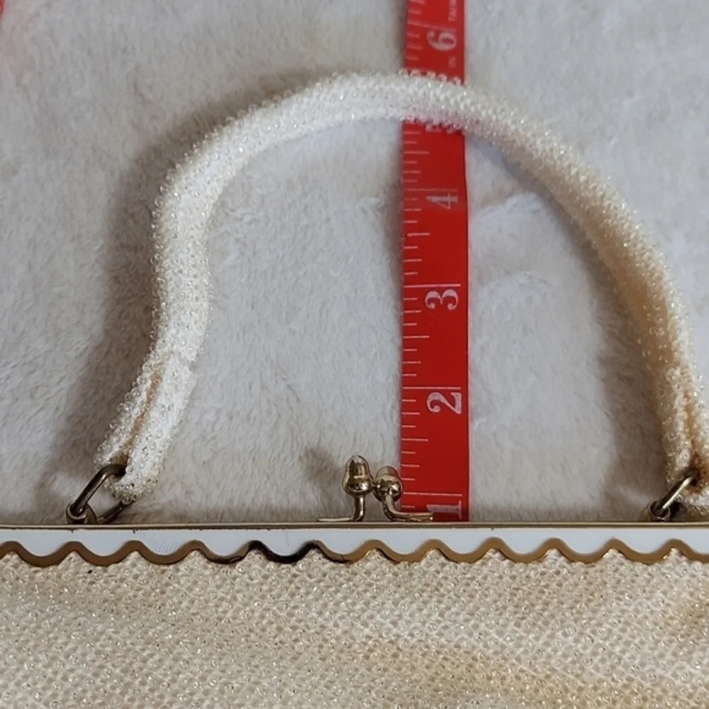 Vintage 50s Lumerd Sparkly White Evening Bag with matching coin purse - Picture 11 of 16
